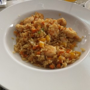 camarones con arroz al wok
