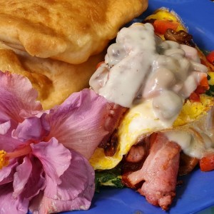 Omelette de hongos espinaca y bacon