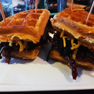 Pulled pork barbecue waffle