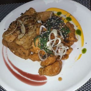 Pollo Teriyaki con yuca frita 