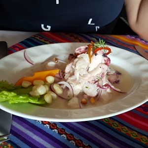 ceviche de corvina con pulpo