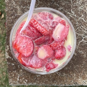 Fresas con leche condensada