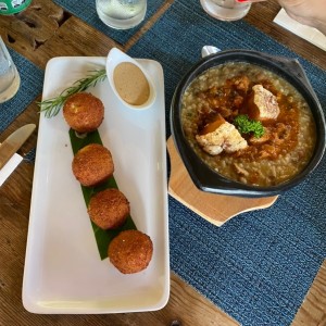 Croquetas de arroz con pollo