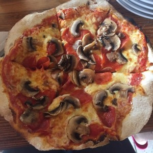 pepperoni and mushroom pizza