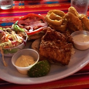 Fish Sandwish with Onion Rings