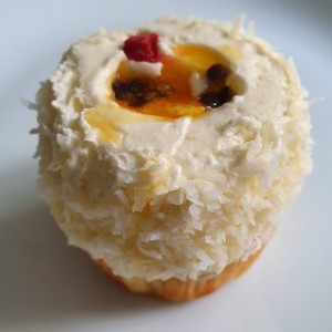 Poppy seed cupcake with passion fruit filling 