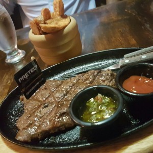 Carnes - Churrasco con papas western termino: bien cocido