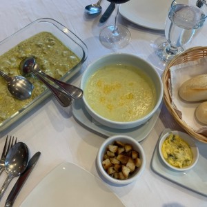veal pistachio tortellini & potato pear leek soup