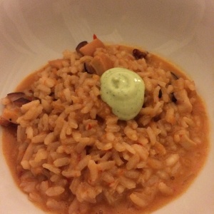 Risotto con pulpo y coco