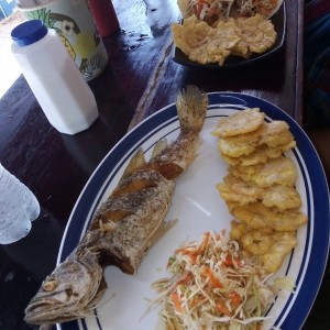 Corvina y Tacos de pescado con patacones