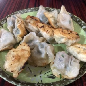 dumplings de puerco y puerros 