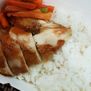 clan pollo asado con arroz blanco