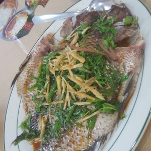 Tilapia con jengibre y cebollina