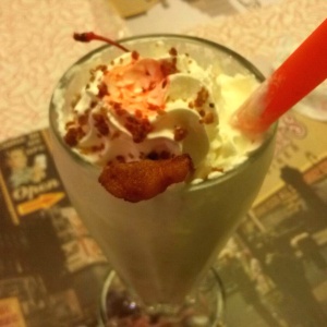 Bacon milkshake! I know, sounds like a gross thing Homer Simpson will crave, but believe me: it's awesomely delicious!