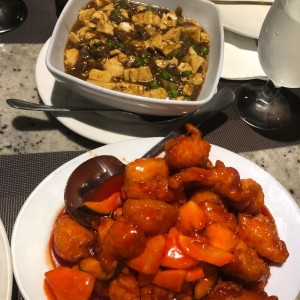 mapo tofu/pollo agridulce