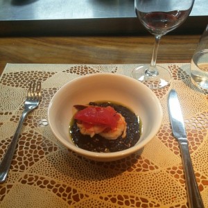 Risotto negro con langostino 