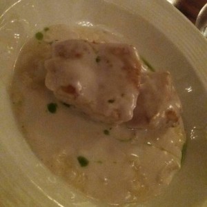 Rissotto en crema de coco y corvina