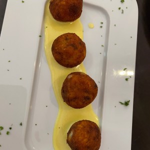 Risotto Croquettes (Arancini:  Mushrooms, Parmesan Cheese)