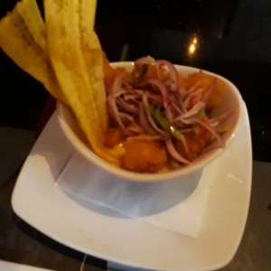 Ceviche frito de langostinos