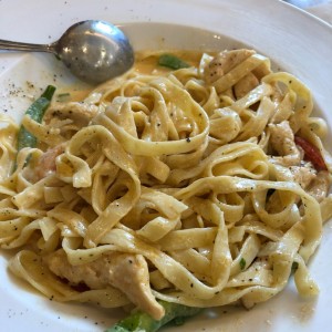 cajun shrimp and chicken alfredo pasta 