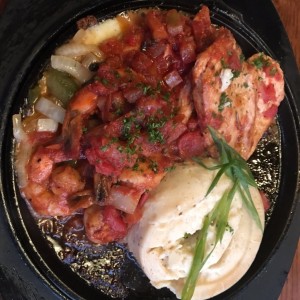 sizzling chicken and shrimp