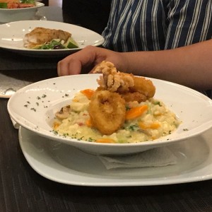 Risotto de calamares con verduras