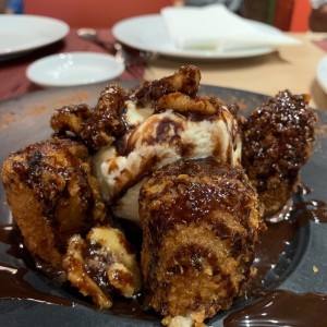 tempura de banana y Nutella