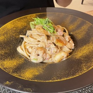 Fetuccini con camarones