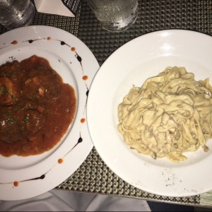 Ossobuco de Res con Pasta la Strega 