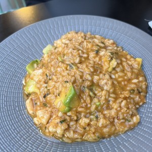 Rissotto de langostinos y aguacate