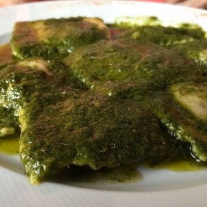 ravioli di fingi porcini con pesto!!