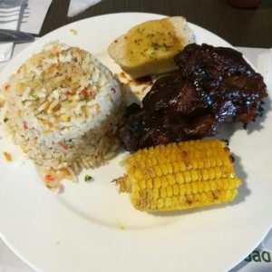 1/2 Costillas bbq + arroz pencas