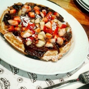 Waffle de Nutella con fresas