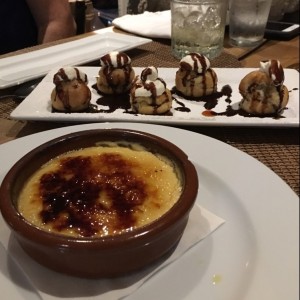 crema catalana y profiteroles