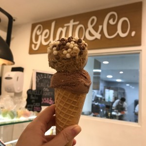 gelato de dulce de leche y ferrero