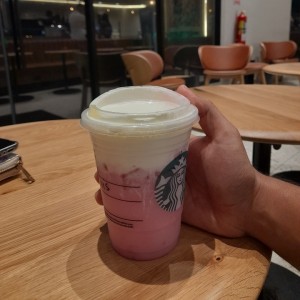 Dragon drink with raspberry foam