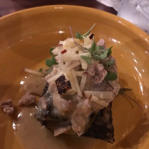 confit turkey leg bread stuffing poutine