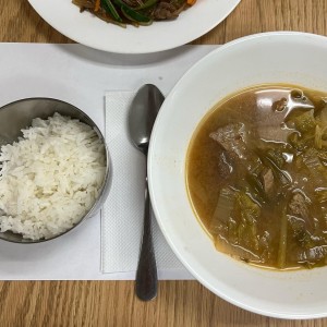 Rice with beef soup