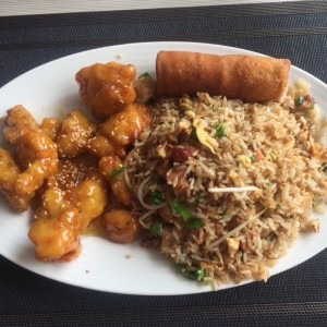 Set Lunch - Honey Chicken with Fried rice and Lumpia