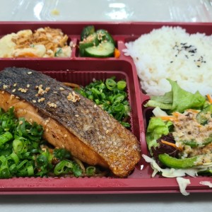 Salmon teriyaki bento box