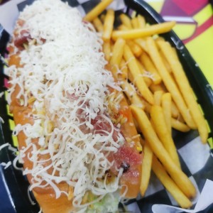 Combo - Hot dog C-4 + Papas fritas + Soda 12 oz