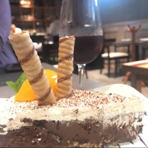 pie de chocolate con vino oporto