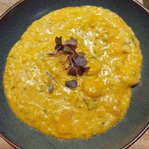 Risotto de calabaza y camarones 