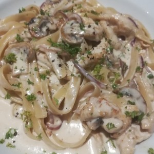 Pasta a la Crema con trozos de pollo