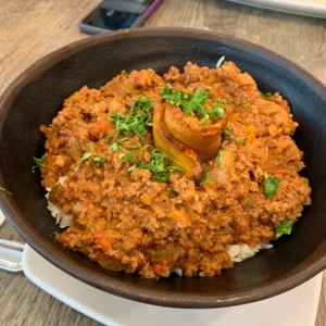 carne molida con base de arroz