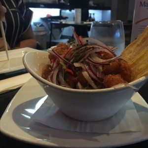 Ceviche frito de corvina