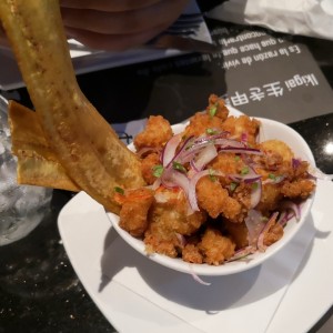 Ceviche frito de langostinos