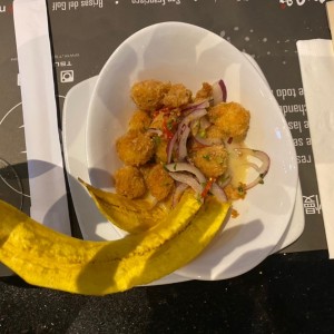 Ceviche frito de langostinos