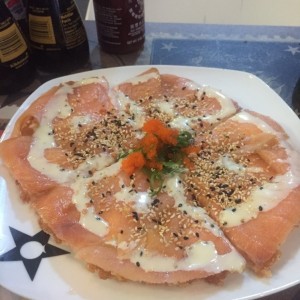 pizza sushi de salmon ahumado