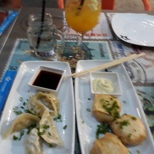 Tentadoras entradas - Gyozas de pollo y pokets de salmon